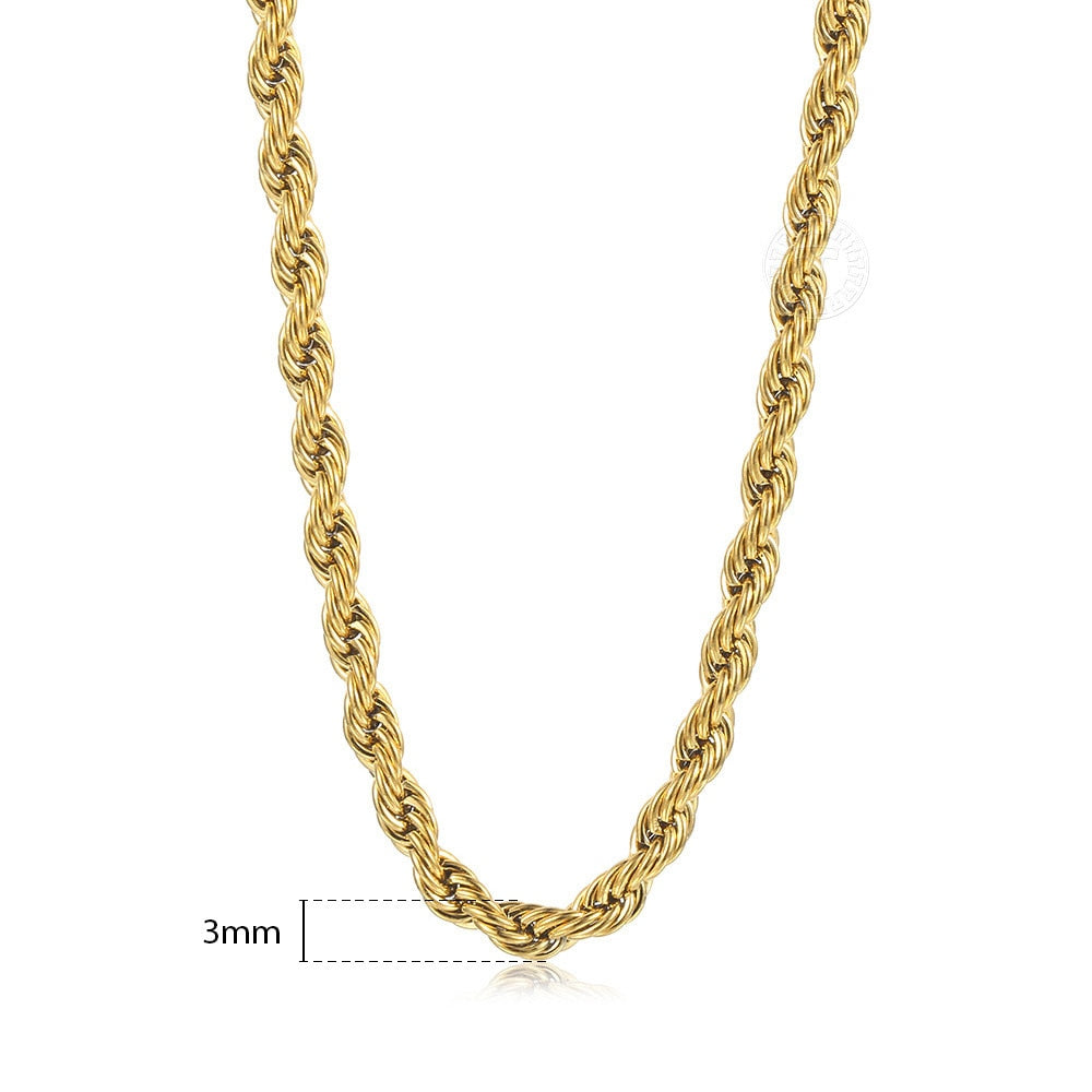 New Fashion Twisted Rope Link Chain Gold Color Stainless Steel Necklace for Men image 3