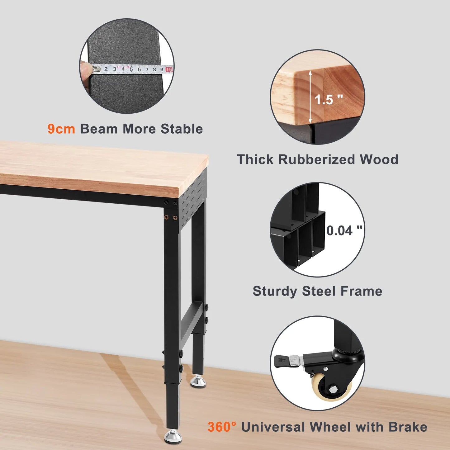VEVOR Multifunctional Wood Work Bench Operation Saw Table with 10-Height Adjust image 4