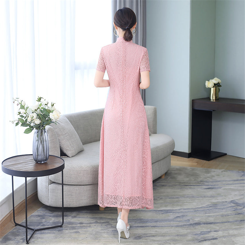 2022 News Summer Aodai Vietnam Qipao Dress for Women Traditional Clothing Lace image 8