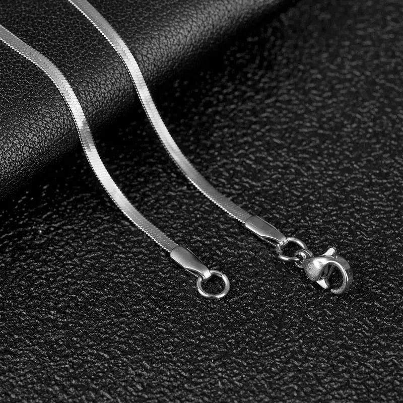 2-5mm Width Stainless Steel Flat Chain Necklace Hot Fashion Herringbone Gold Co image 5