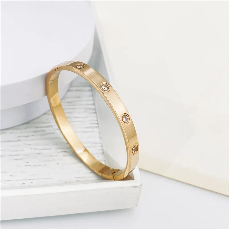 2023 New Design Gold Color Zircon And Cross Nut Nail Bracelet Gold & Bangle For image 10