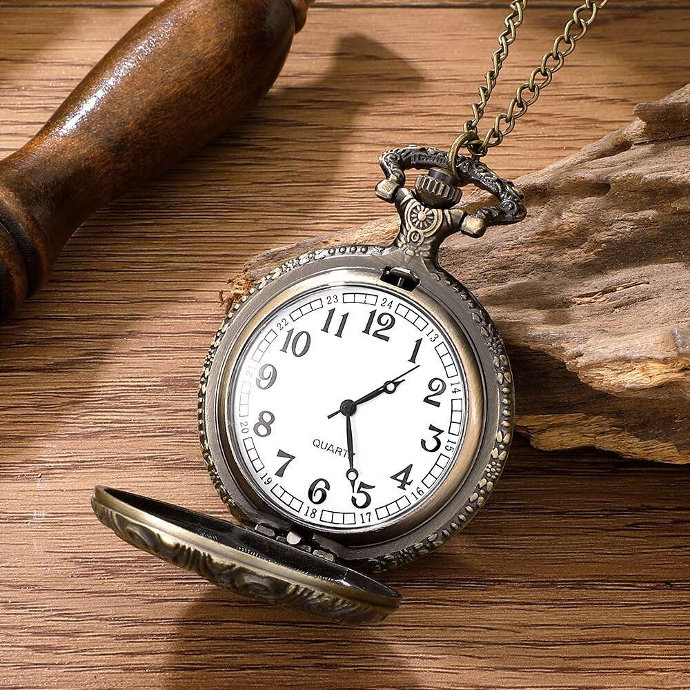 Pocket Watch Antique Steampunk Vintage Quartz Pocket Watch Rose Gold Case Neckl image 2