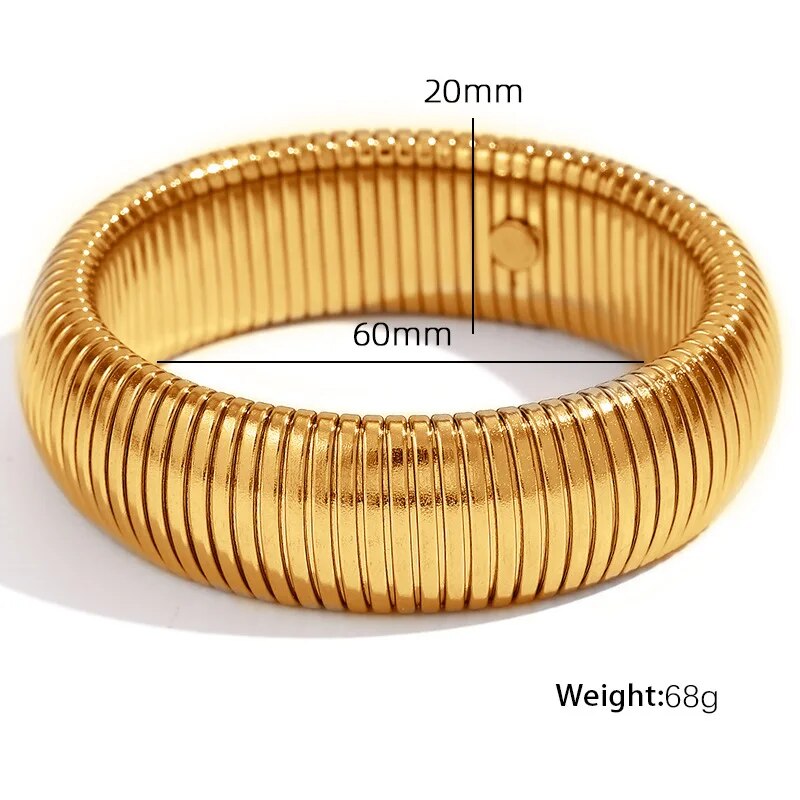 18k Gold Plated Stainless Steel Snake Twist Elastic Bracelets for Women Punk Fa image 8