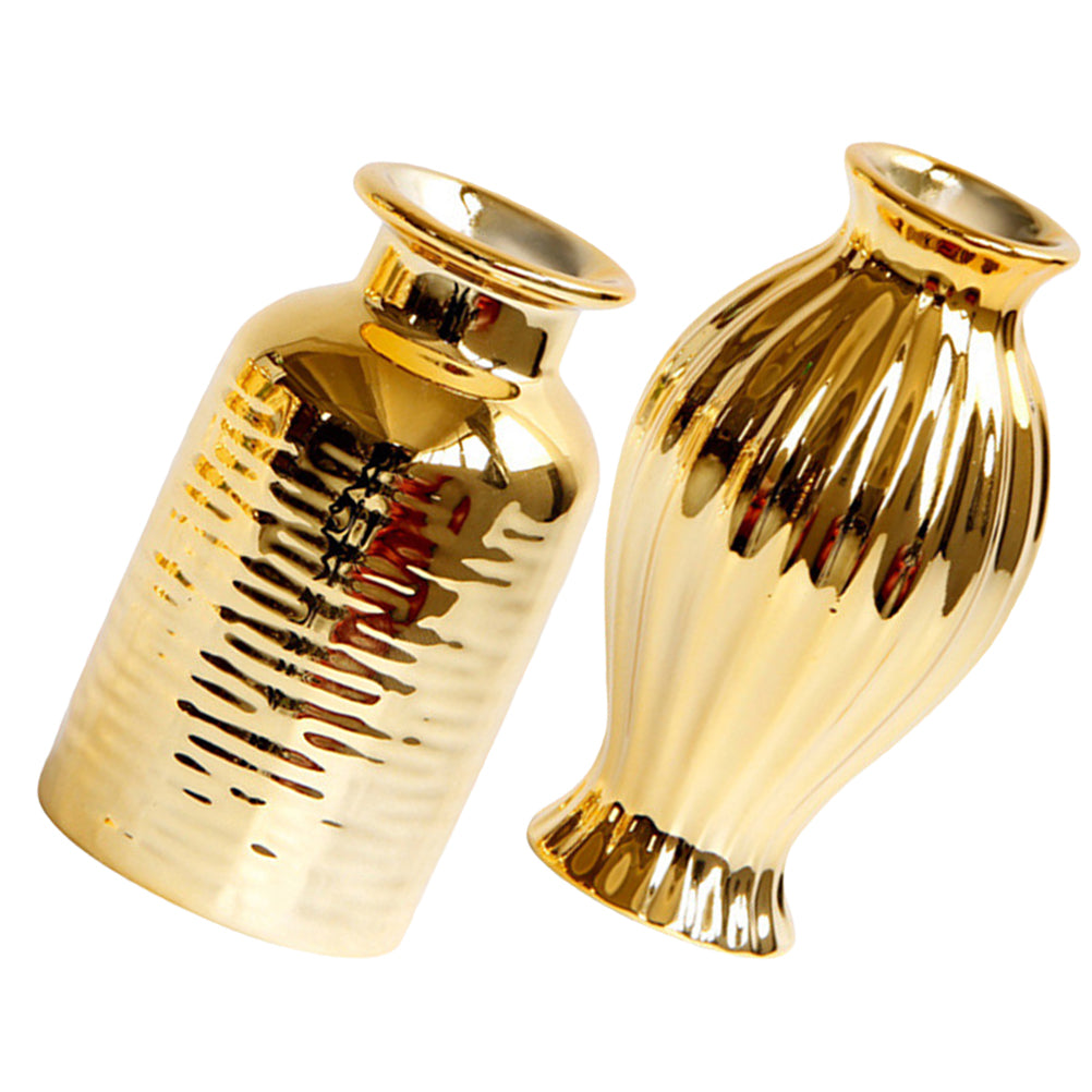2 Pcs Floor Trim Small Golden Vase Window Flower Mini Vases Bulk Big Outdoor Eu image 3