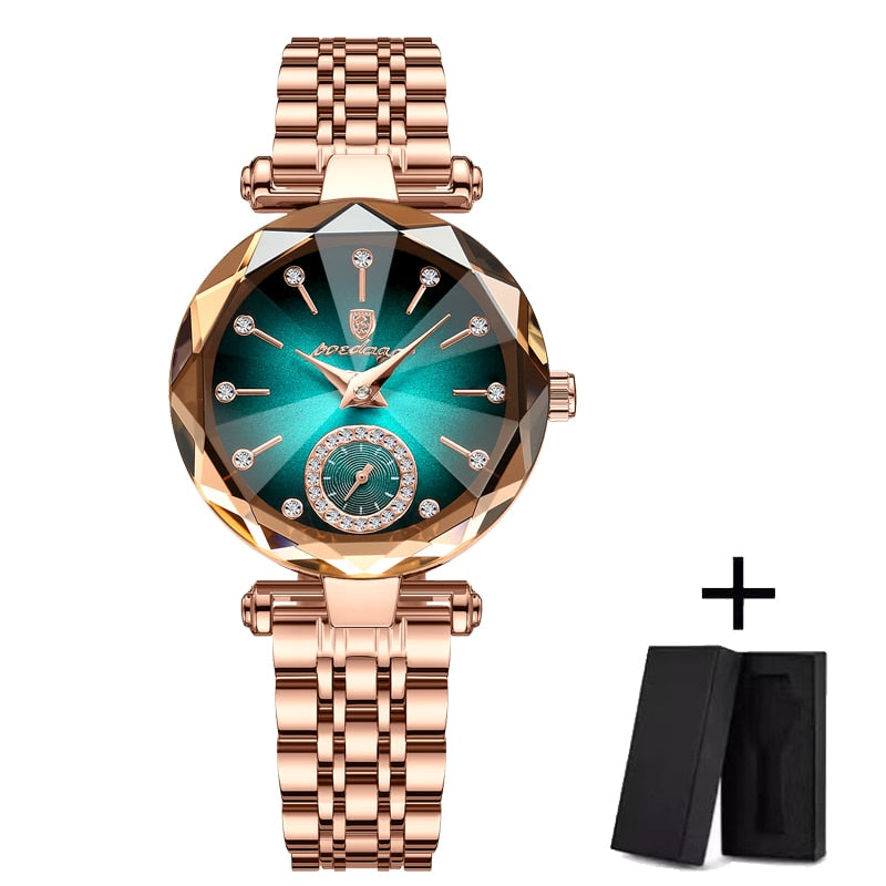 POEDAGAR Watch for Women Luxury Jewelry Design Rose Gold Steel Quartz Wristwatc image 1