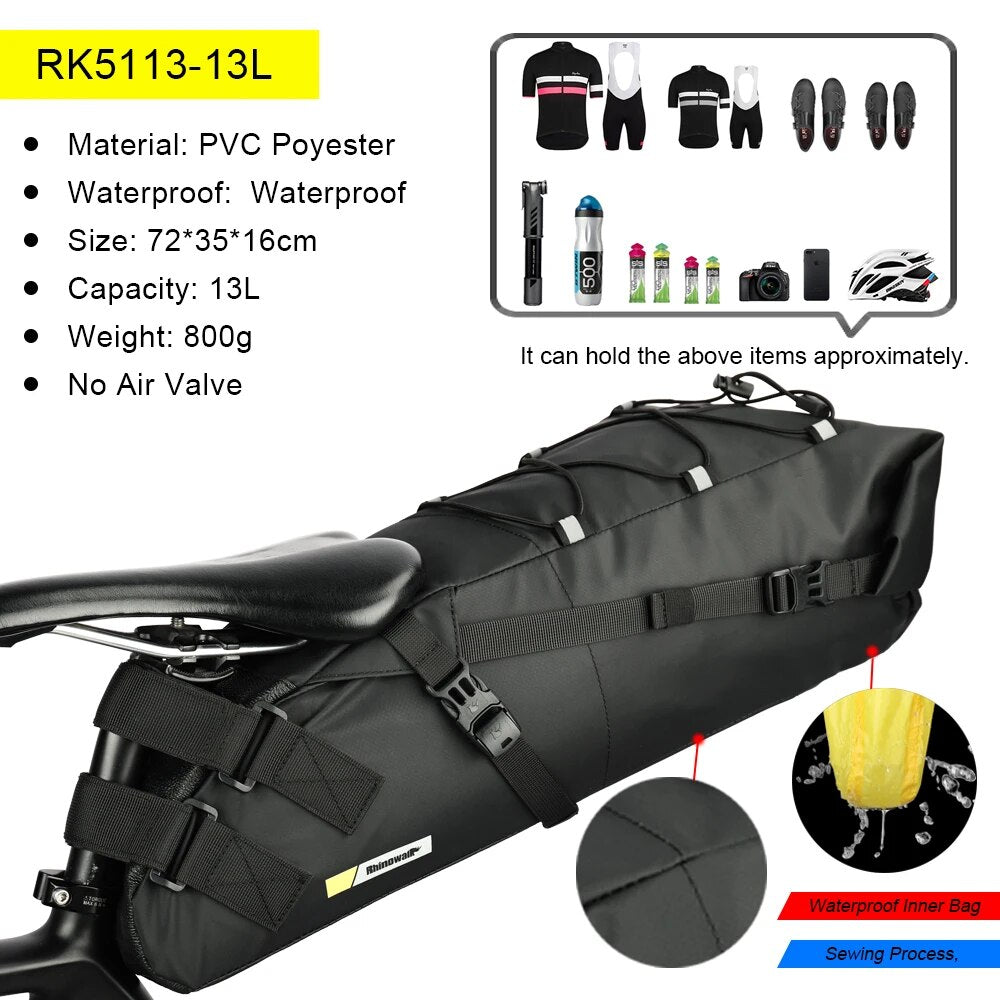 Rhinowalk Bike Waterproof Bicycle Saddle Bag Reflective Large Capacity Foldable image 6