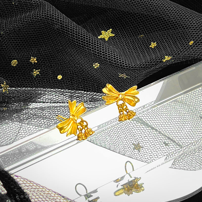 Luxury 14k Gold Original Sweet Bowknot Flower Necklace Bracelet Earring for Wom image 4