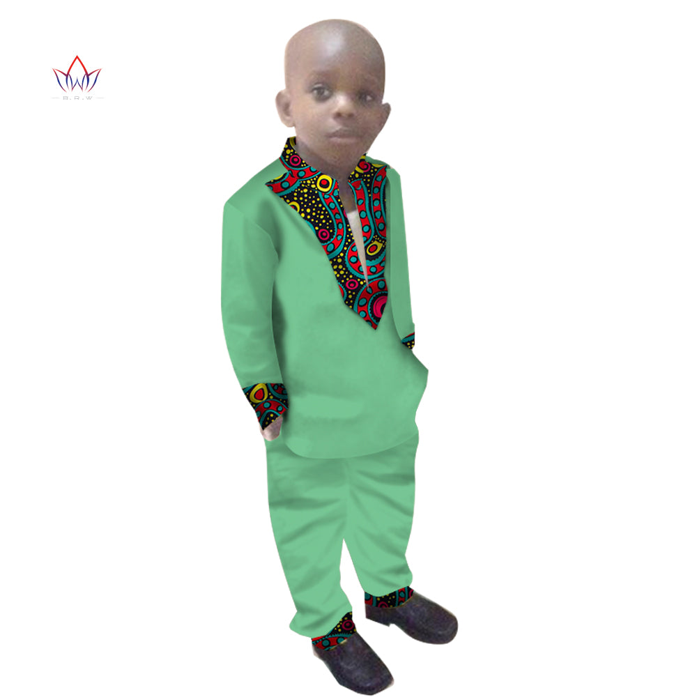 Boys Clothes African Dashiki Kids Clothing LongoingSleeves Plus Solid Color Lon image 12