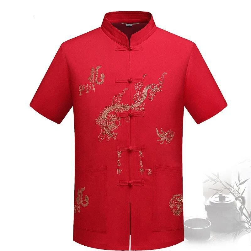 Chinese Traditional Tang Clothing Kung Fu Suit Fashion Casual Embroidery T-shir image 15
