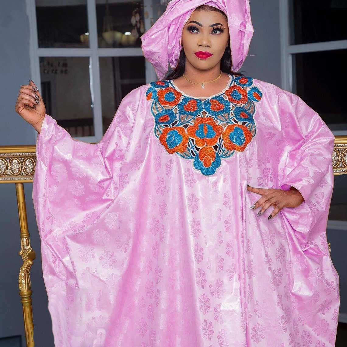 Original Bazin Riche Long Dresses For African Women Party Traditional Wedding F image 6