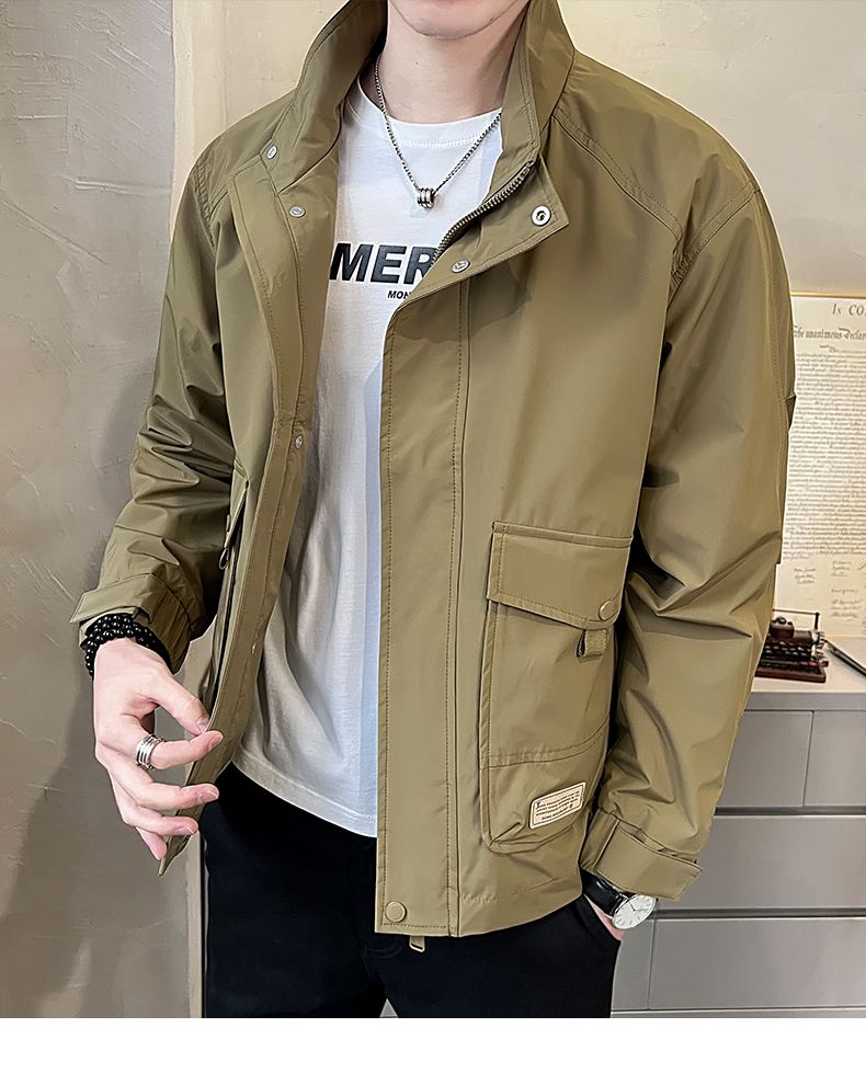 Versatile Autumn Winter Men Solid Casual Loose Simple Aviator Jacket Jacket Coa image 3