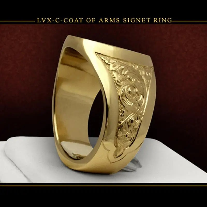 Ring men trends 2024 Crown Lion Shield Badge Ring 18k Yellow Gold Color Royal S image 3