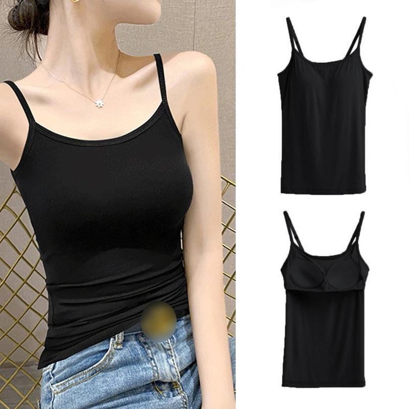 Women Camisole Vest Underwear Summer Soft Tank Top Bra Spaghetti Strap Modal Sl image 1