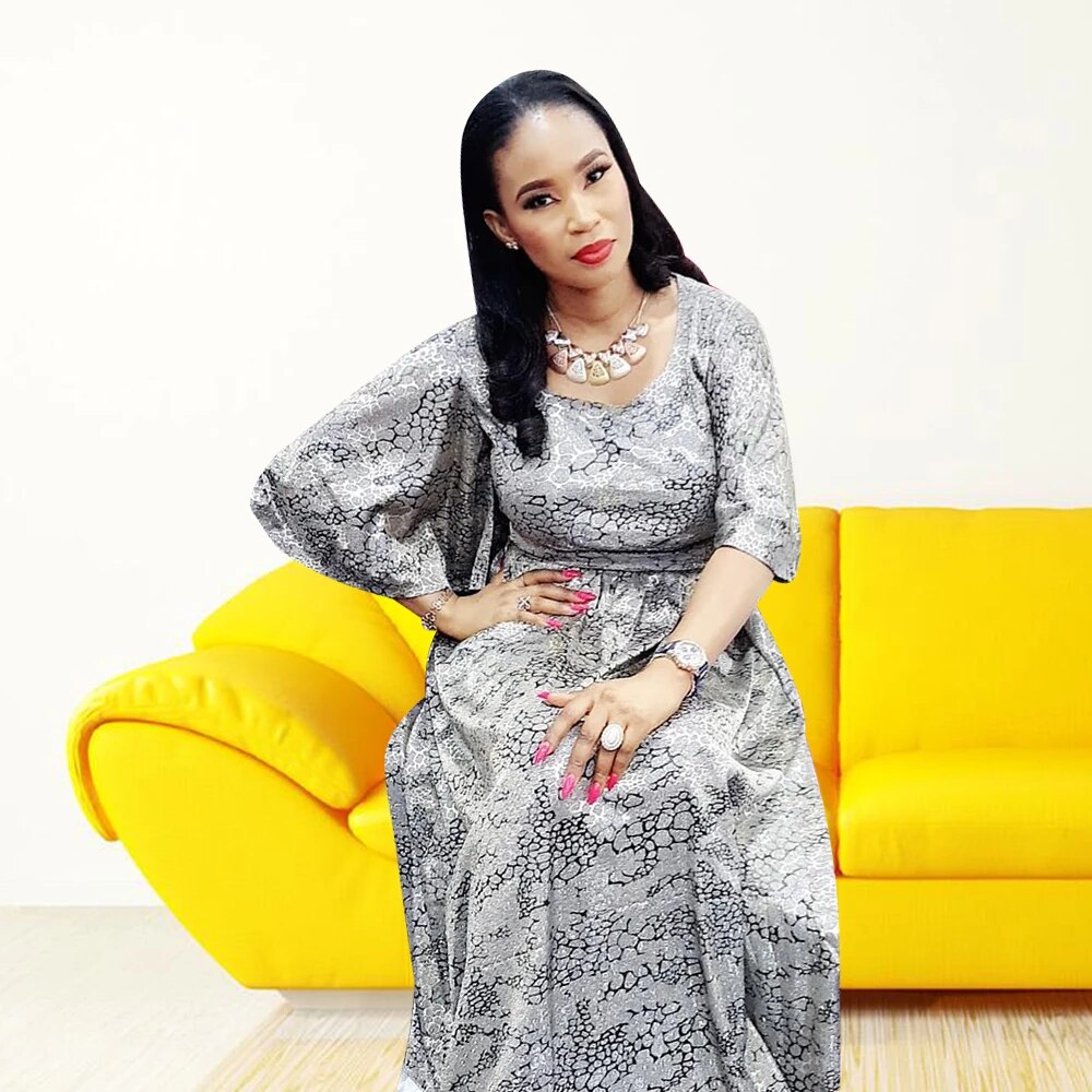 High Quality Abayas Maxi Dresses For Women Crew Neck Half Sleeve Party Fashion image 2