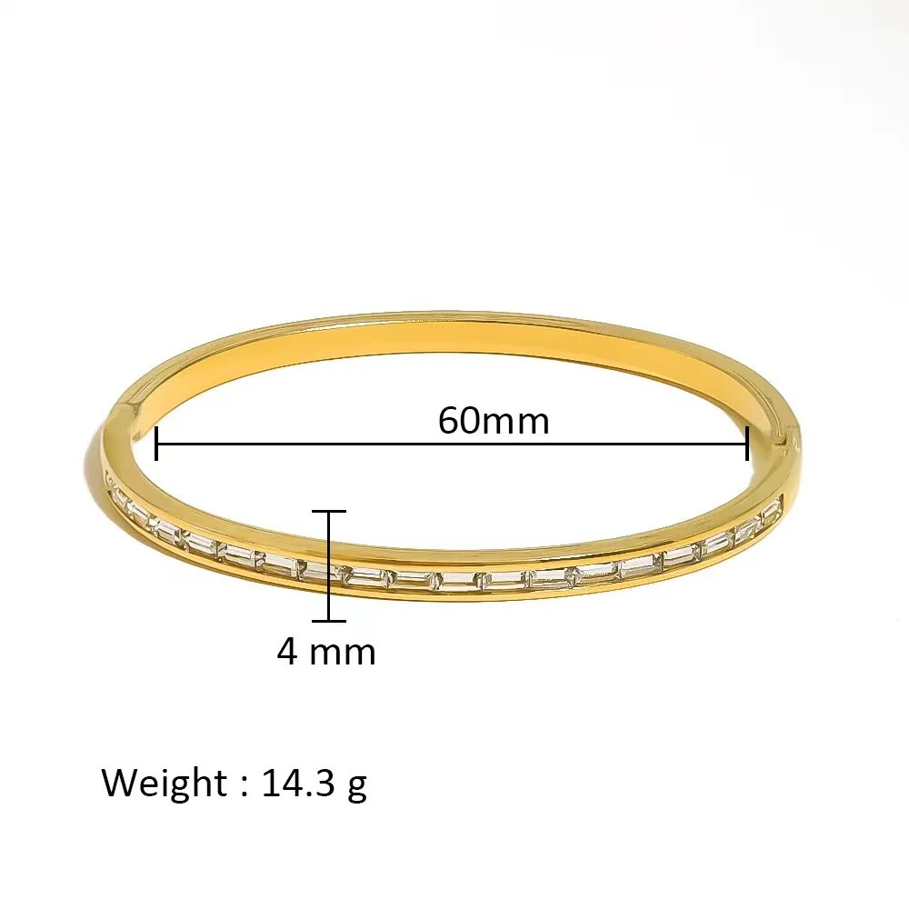 Waterproof Zirconia Cuff Bangles for Women Men 18k Gold Plated Stainless Steel image 7