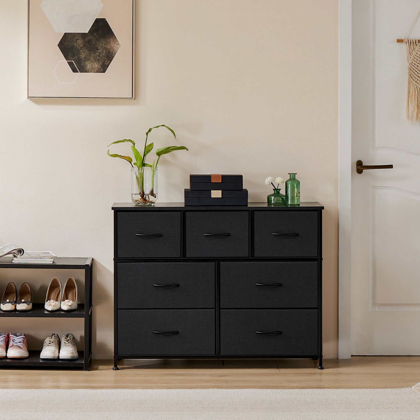 JHK Desser For Bedroom With 7 Fabric Drawers Organizer Storage Closet Chest Clo image 5