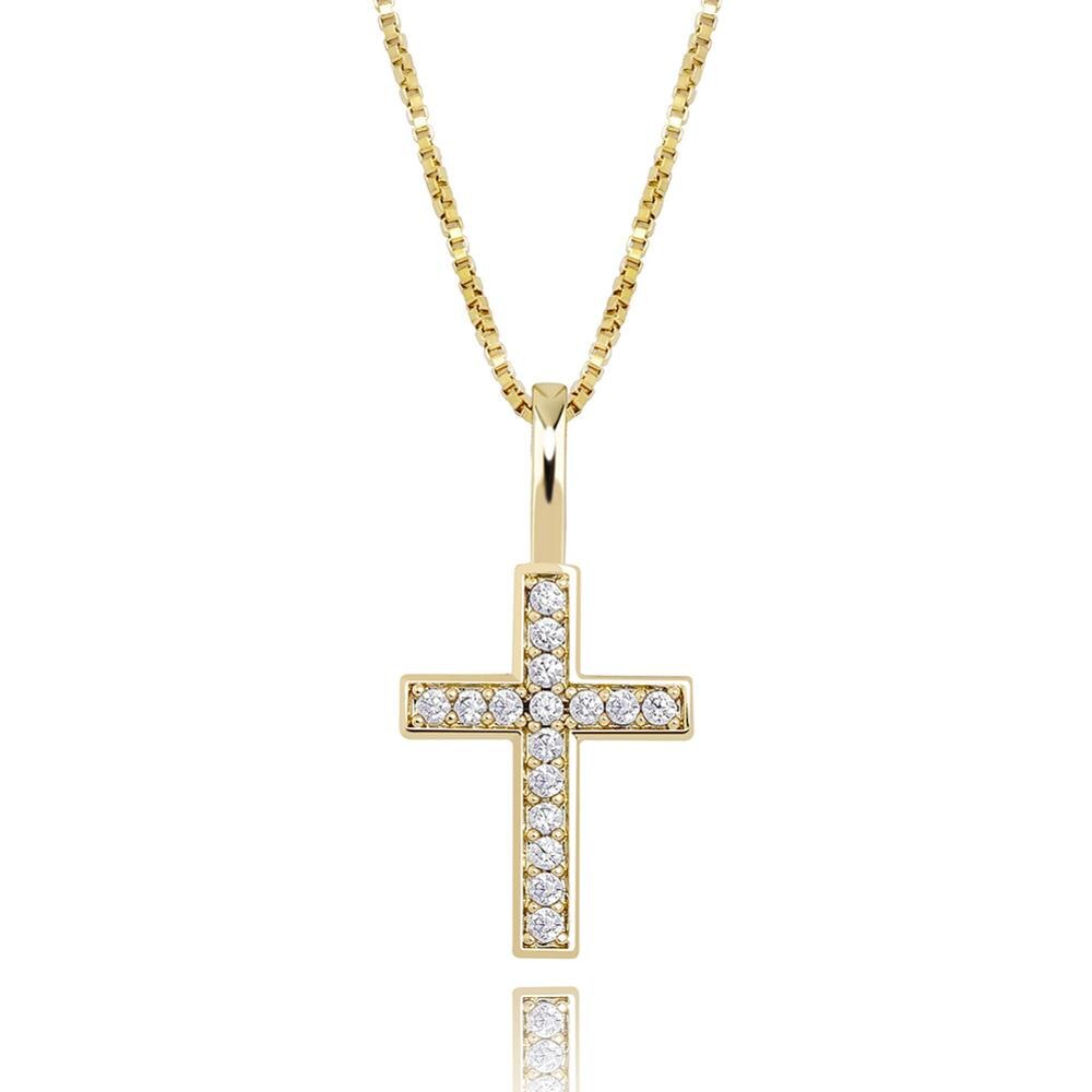 TOPGRILLZ 925 Sterling Silver Ice Zircon Cross Pendant Gold Silver Rose Gold image 0
