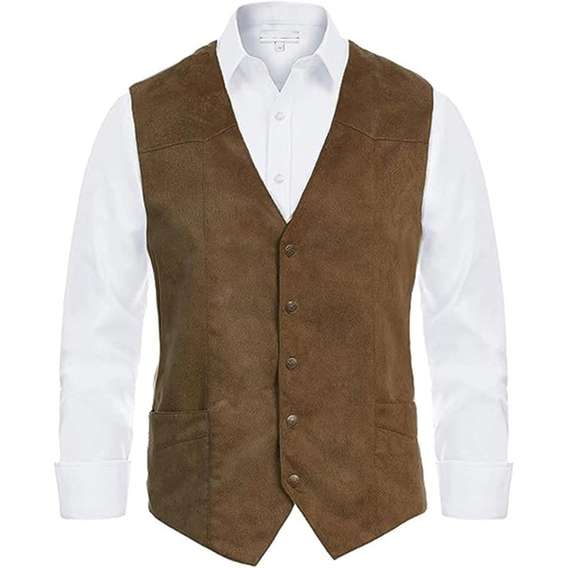 Men s Fit V-Neck Suit Vest with Button Closure and Curved Hemline Sleeveless S image 7