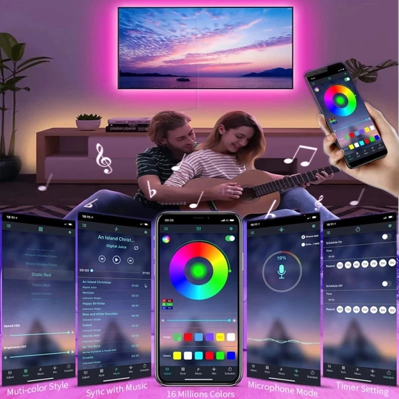 LED Strip Light WIFI Bluetooth Control 5050 RGB Led Lights Flexible Ribbon Luce image 8