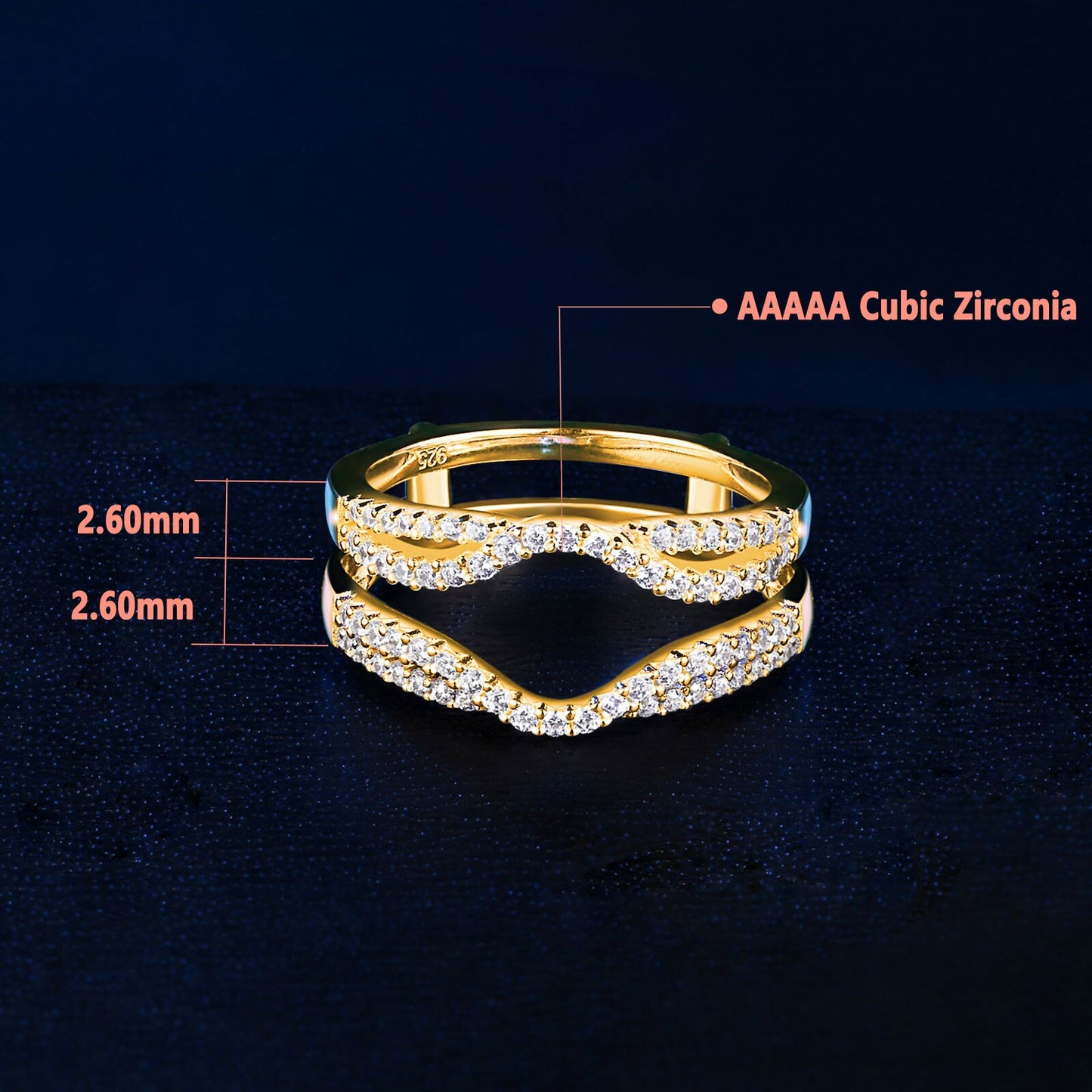 Newshe Multi-tone Gold Color Hollow Wedding Rings For Women Solid 925 image 1