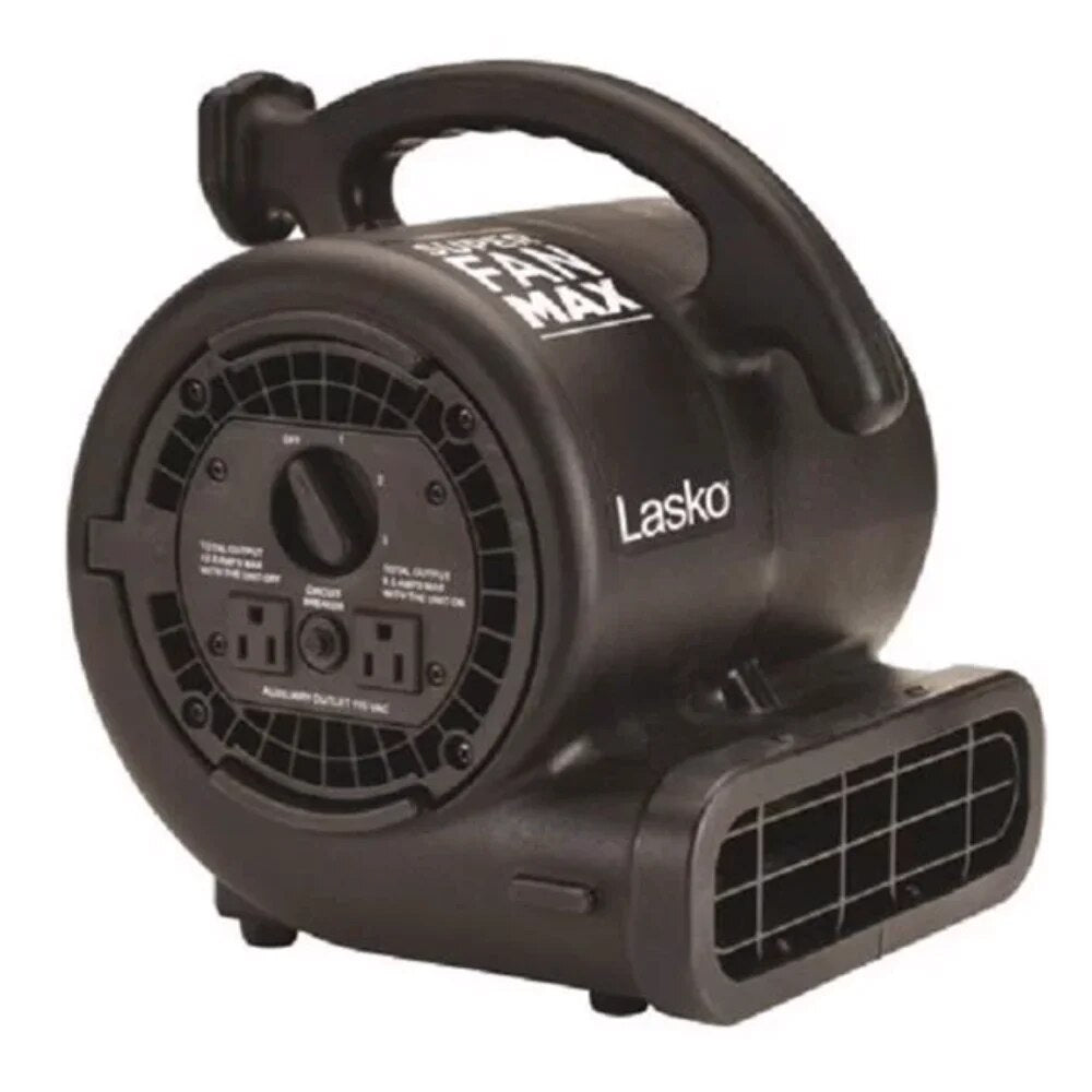 3-Speed Super Fan Max Air Mover Floor With Outlets, SF-20-BK, Black image 0