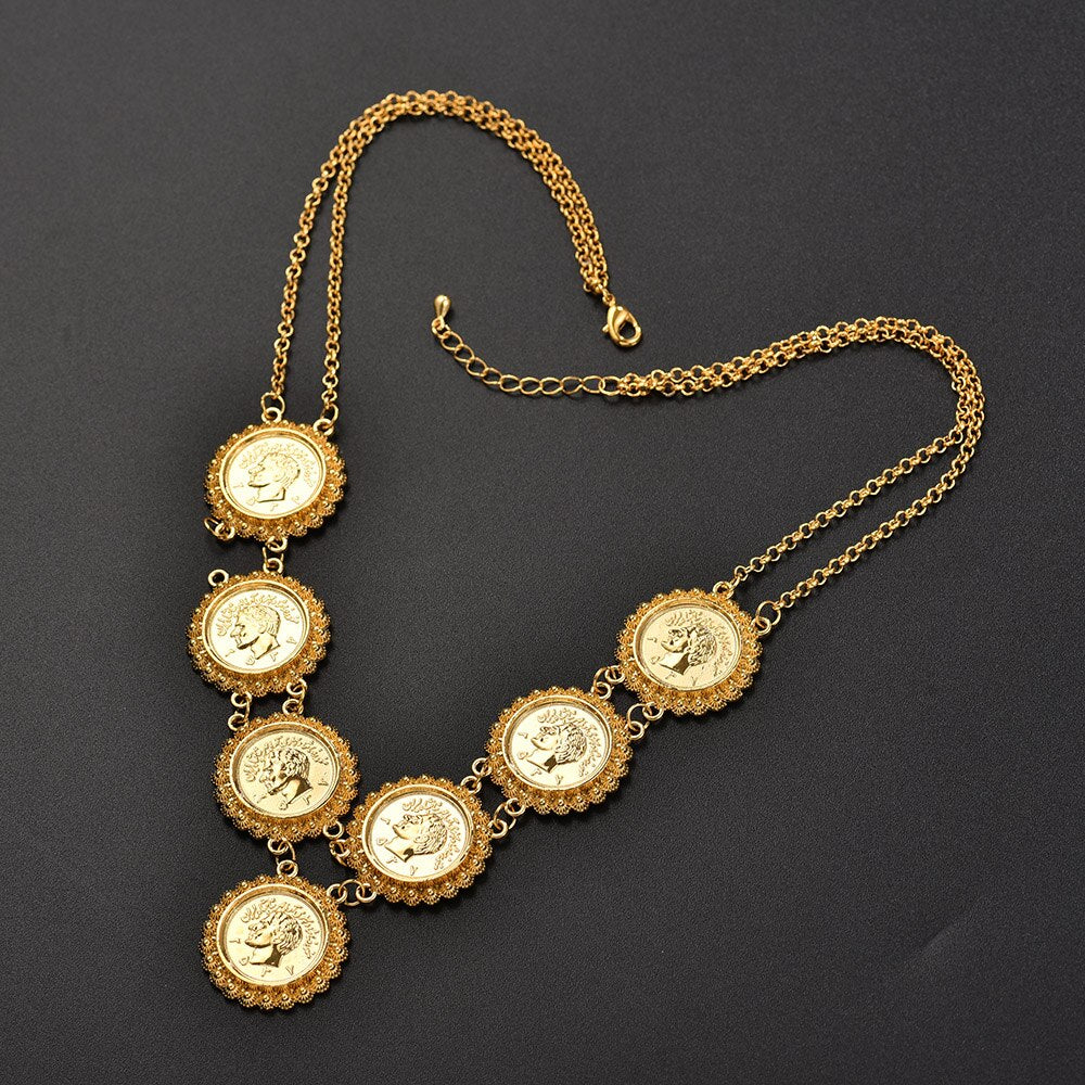 NEW Muslim Allah Necklace Arabic Coin Necklace for Women Gold Color Arab/Africa image 3