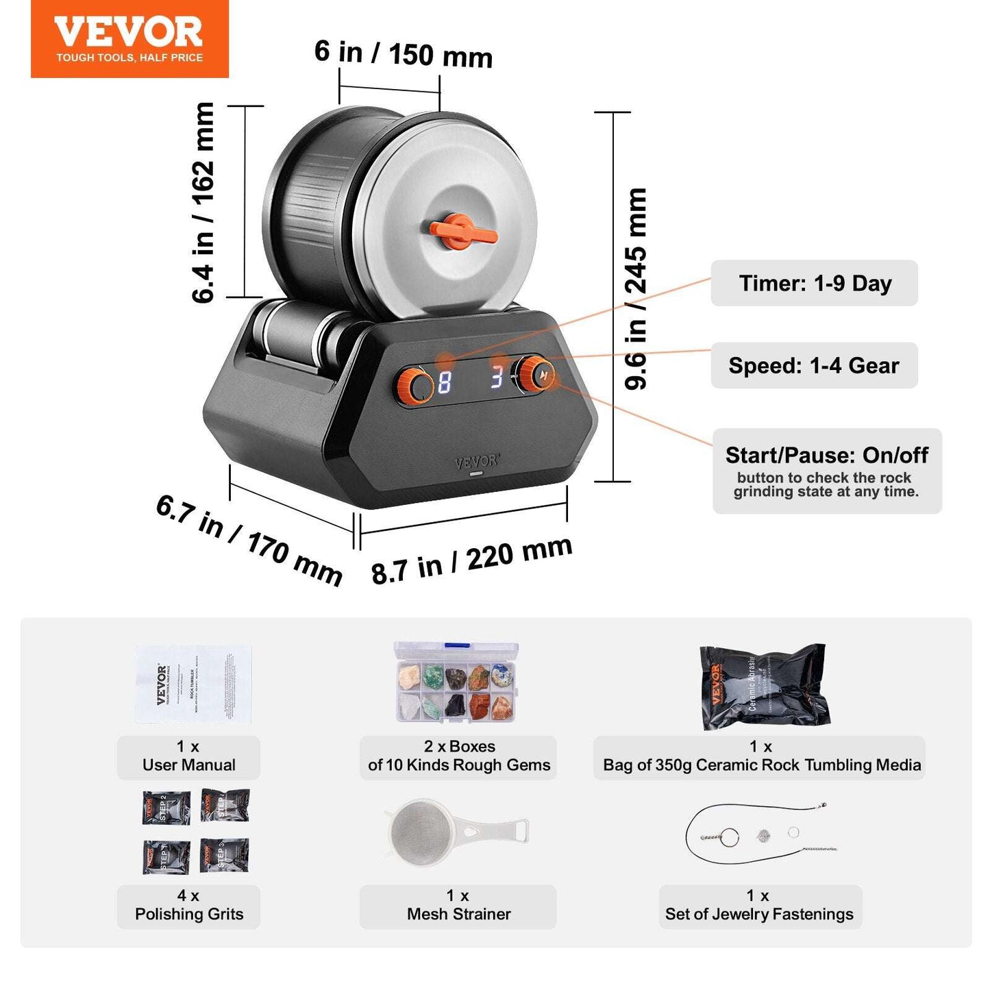 VEVOR Professional Rock Grinder Kit Rock Polisher For Kids And Adults Electroni image 5