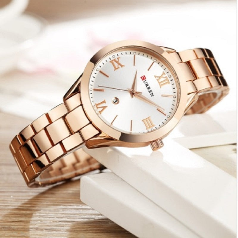 CURREN Gold Watch Women Watches Ladies 9007 Steel Women's Bracelet Watches Fema image 4