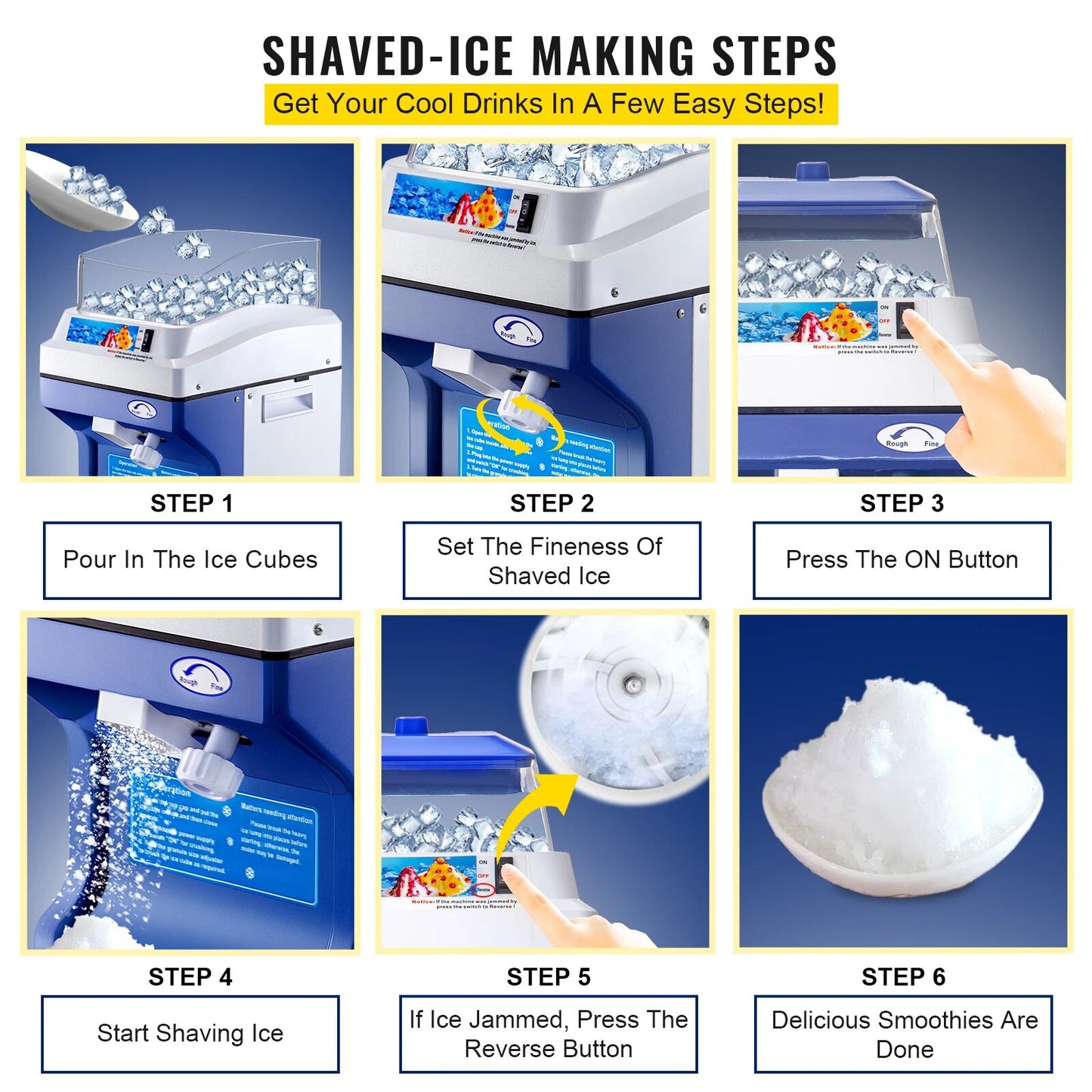 VEVOR 120/200 KG/H Electric Ice Shaver Branch Crusher Chopper Smoothie Blender image 6