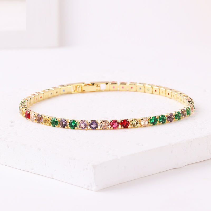 2022 New Rainbow Crystal Tennis Bracelets For Women Bracelet Set 18K Gold Silve image 10