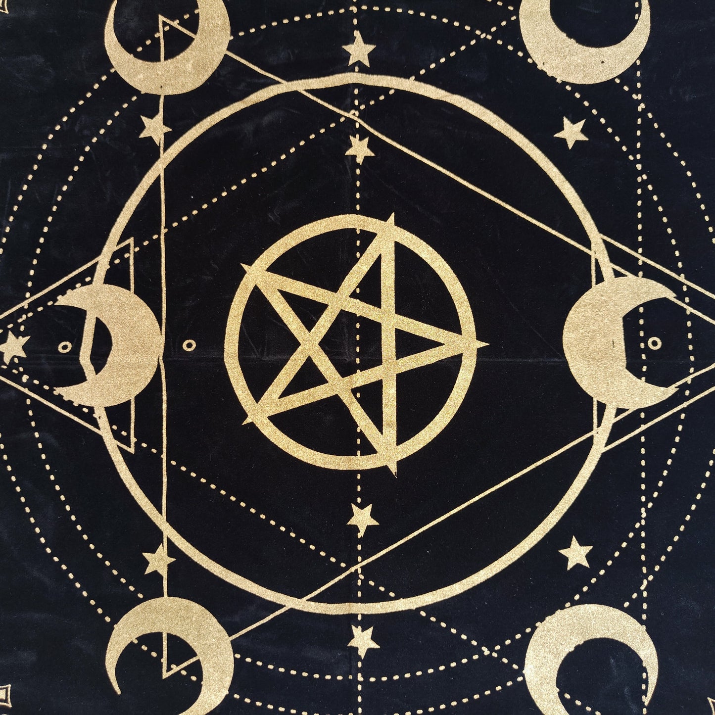 Art Altar Cloth 49x49cm, Black Gold Pentagram, Moon Universe Witchcraft Instead image 4