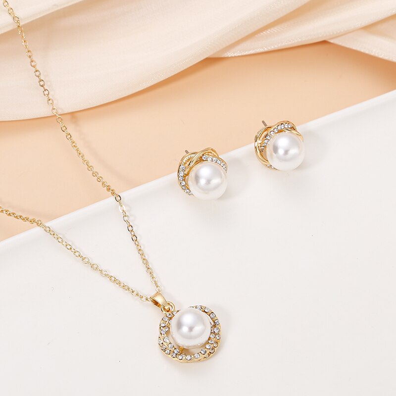South Sea Shell Pearl Gold-Color Jewelry Sets for Women Cubic Zirconia Necklace image 2