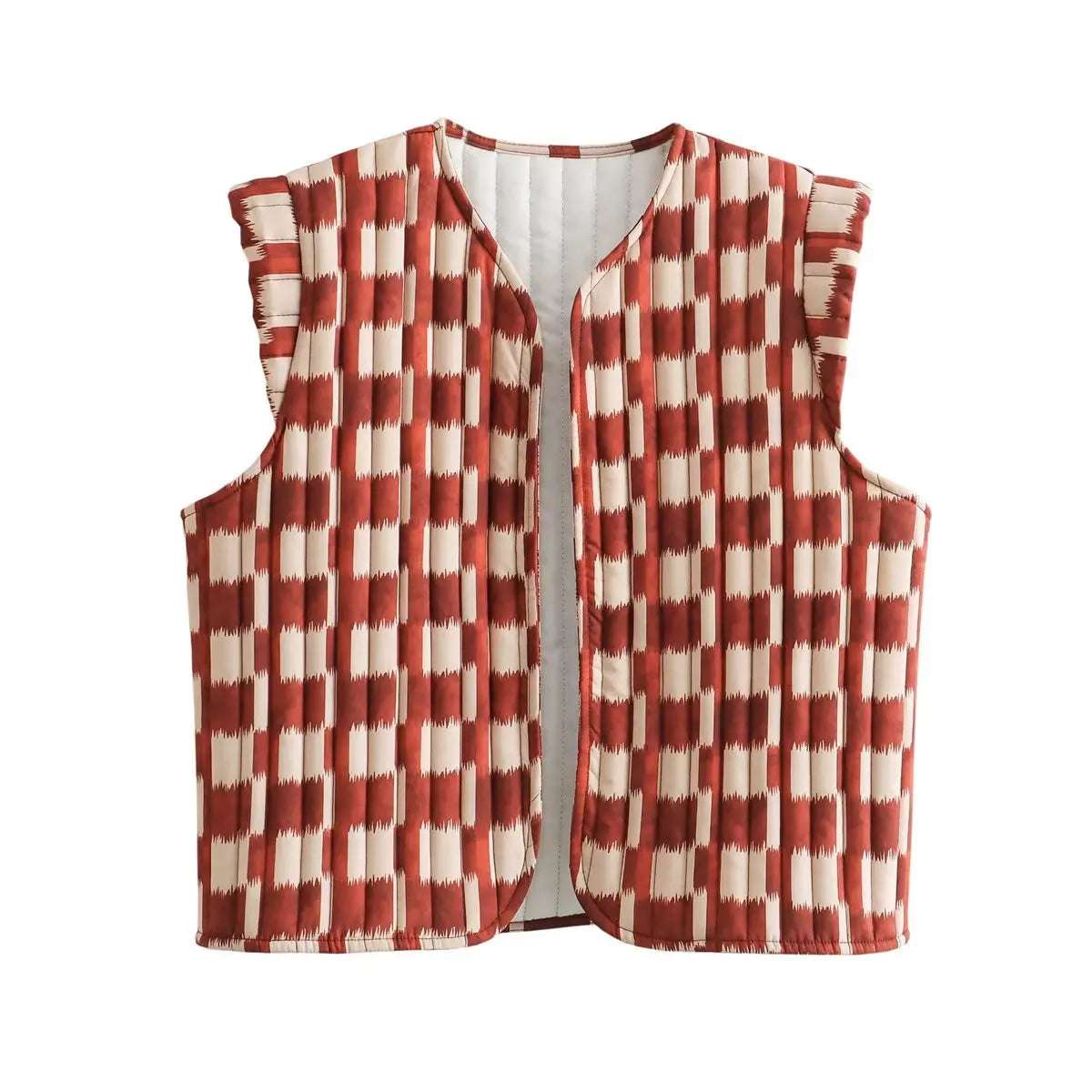 Willshela Women Fashion Printed Sleeveless Jacket Waistcoats Vintage V-Neck Ves image 1