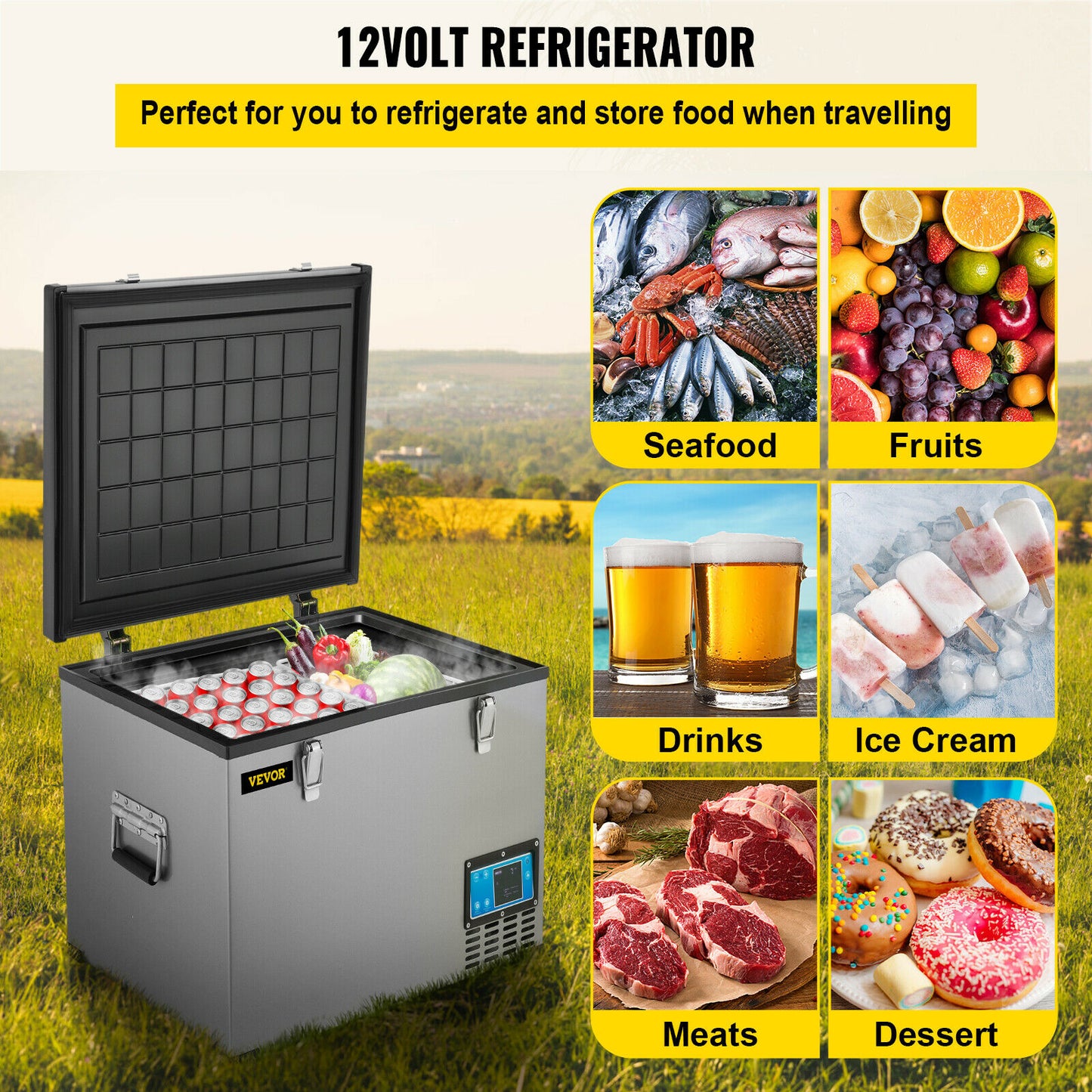 VEVOR 45L 60L 85L Mini Car Refrigerator Portable Compressor Freezer Cooler 12V/ image 4