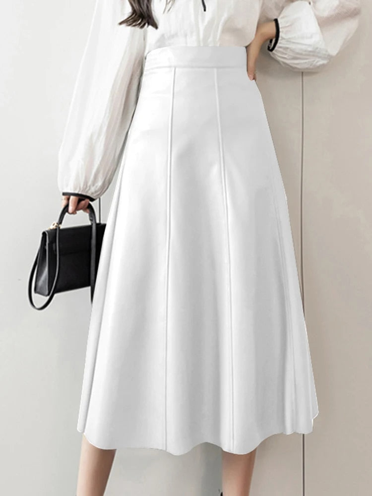 ZANZEA Long Skirt Leather Skirt Fashion High Waist Skirt Women PU Office Lady S image 0