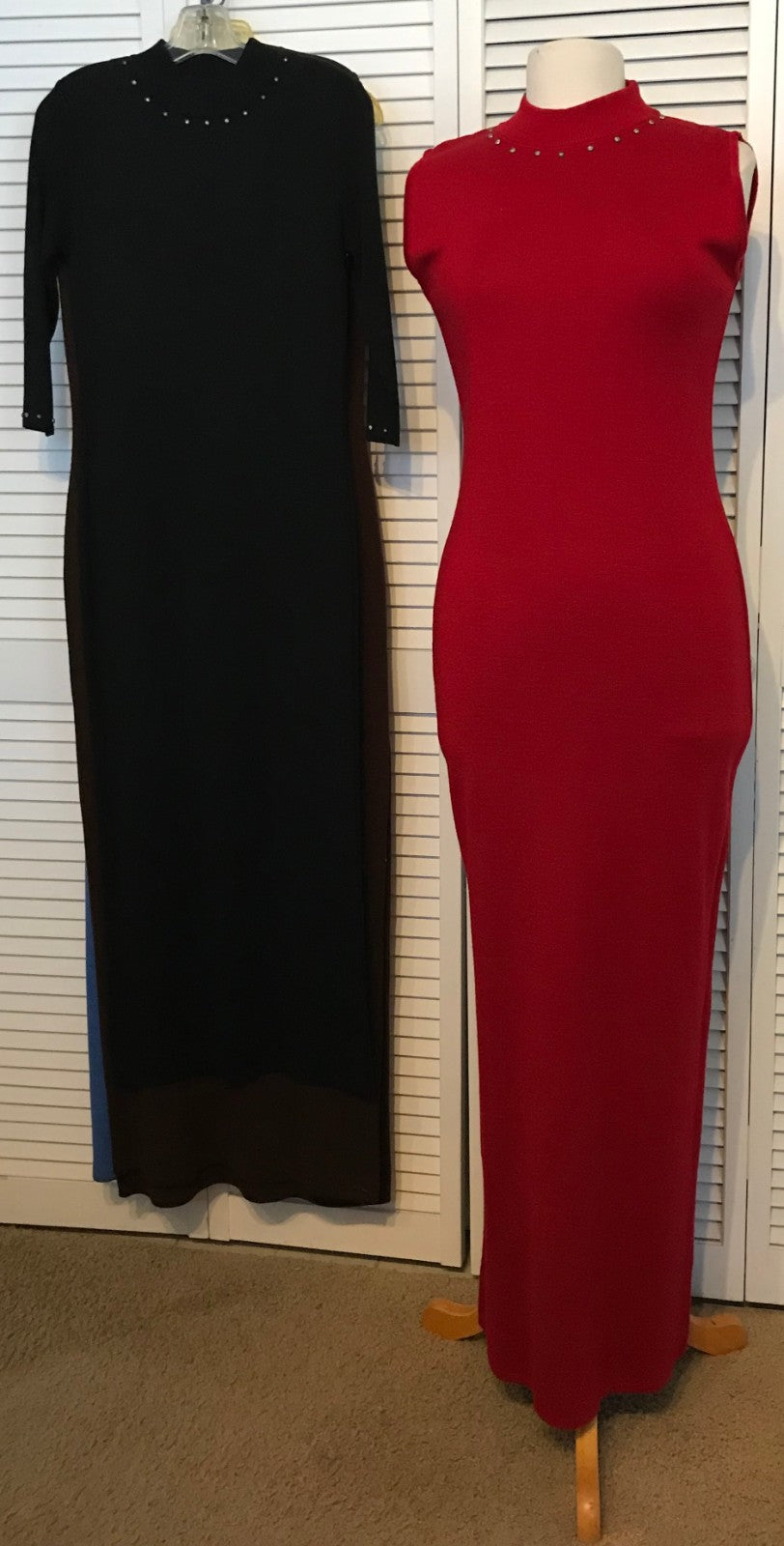 Aurora Women Dress Knit Red Lite Round-Collar Sleeveless Full-Length Size XL image 0