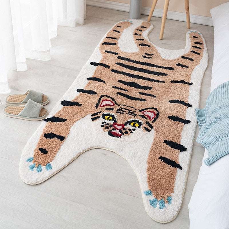 Tiger Carpet for Living Room Cute Cartoon Bedroom Rugs Anti Slip Bedside Kids R image 2