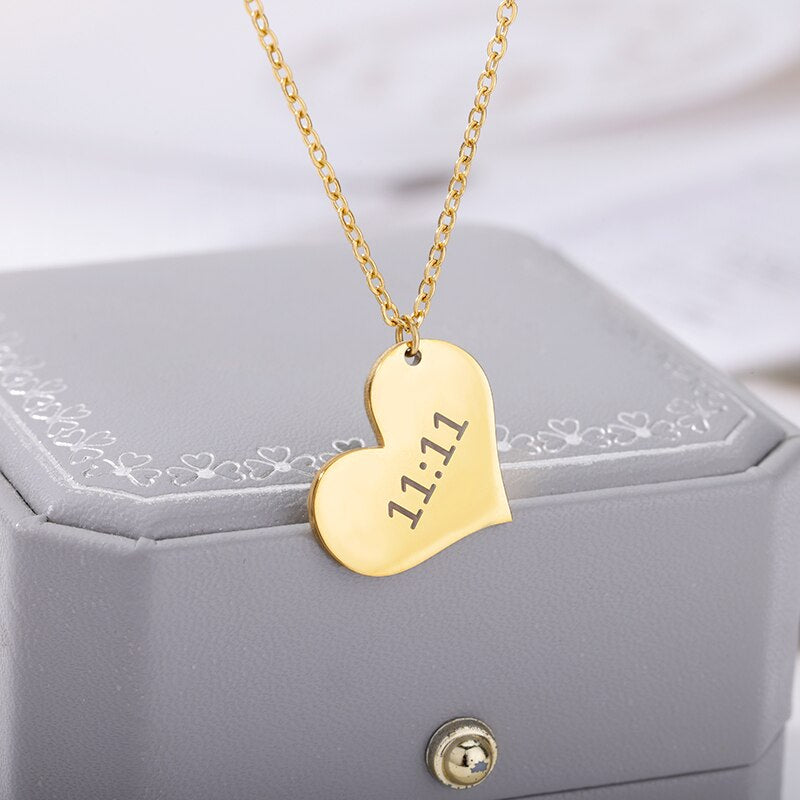 Lucky Angel Number 1111 Necklaces For Women Gold Color Stainless Steel image 11