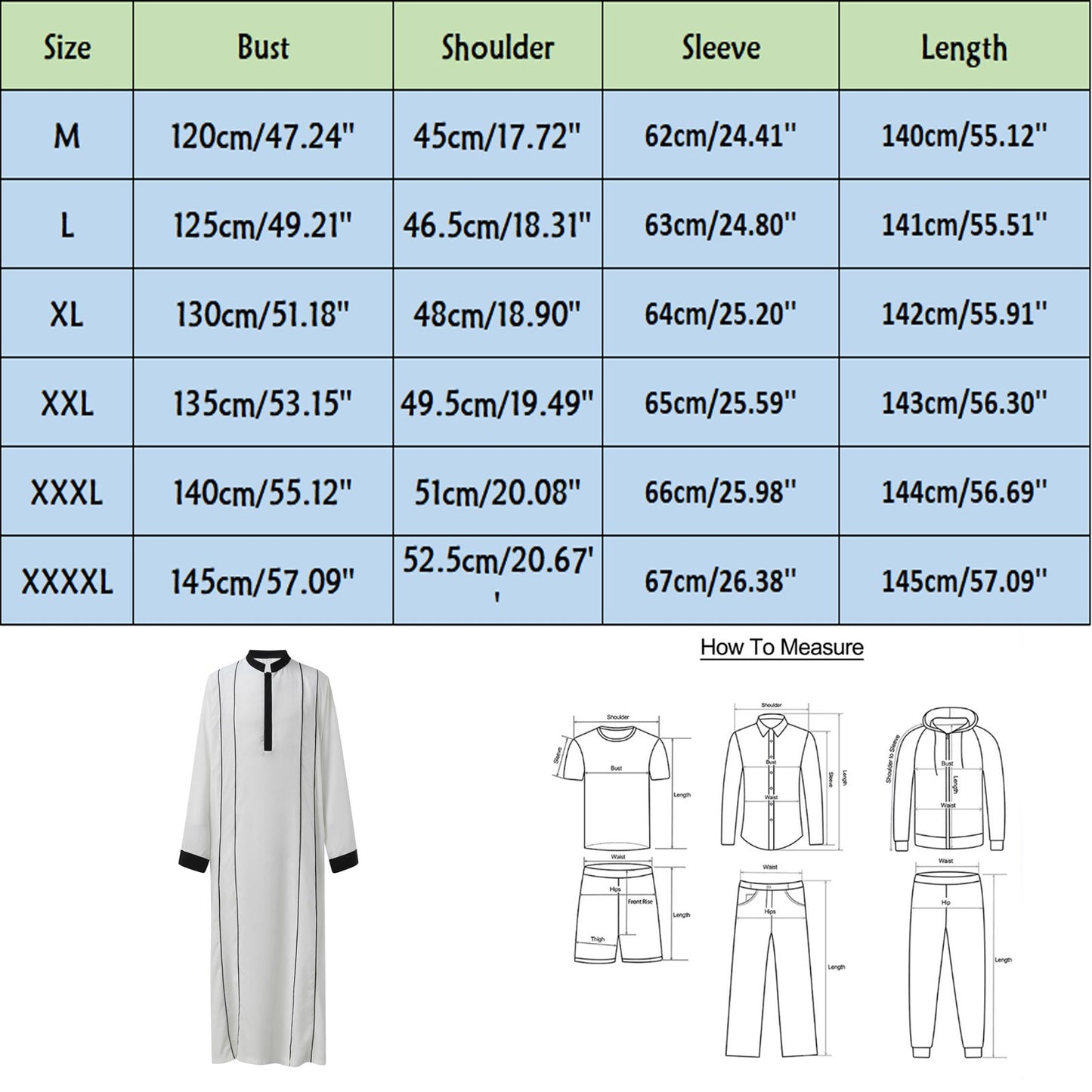 White Arabic Muslim Robe Men Jubba Thobe Long Sleeve Pakistan Islamic Abaya Kaf image 4