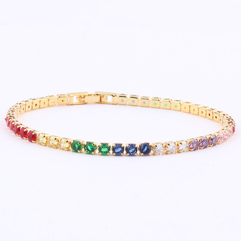 2022 New Rainbow Crystal Tennis Bracelets For Women Bracelet Set 18K Gold Silve image 9