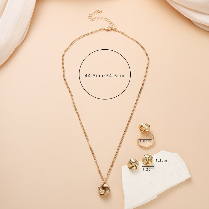 Gold-Color Ball Shape Jewelry Sets Copper Trendy Fashion Style Adjustable Chain image 5