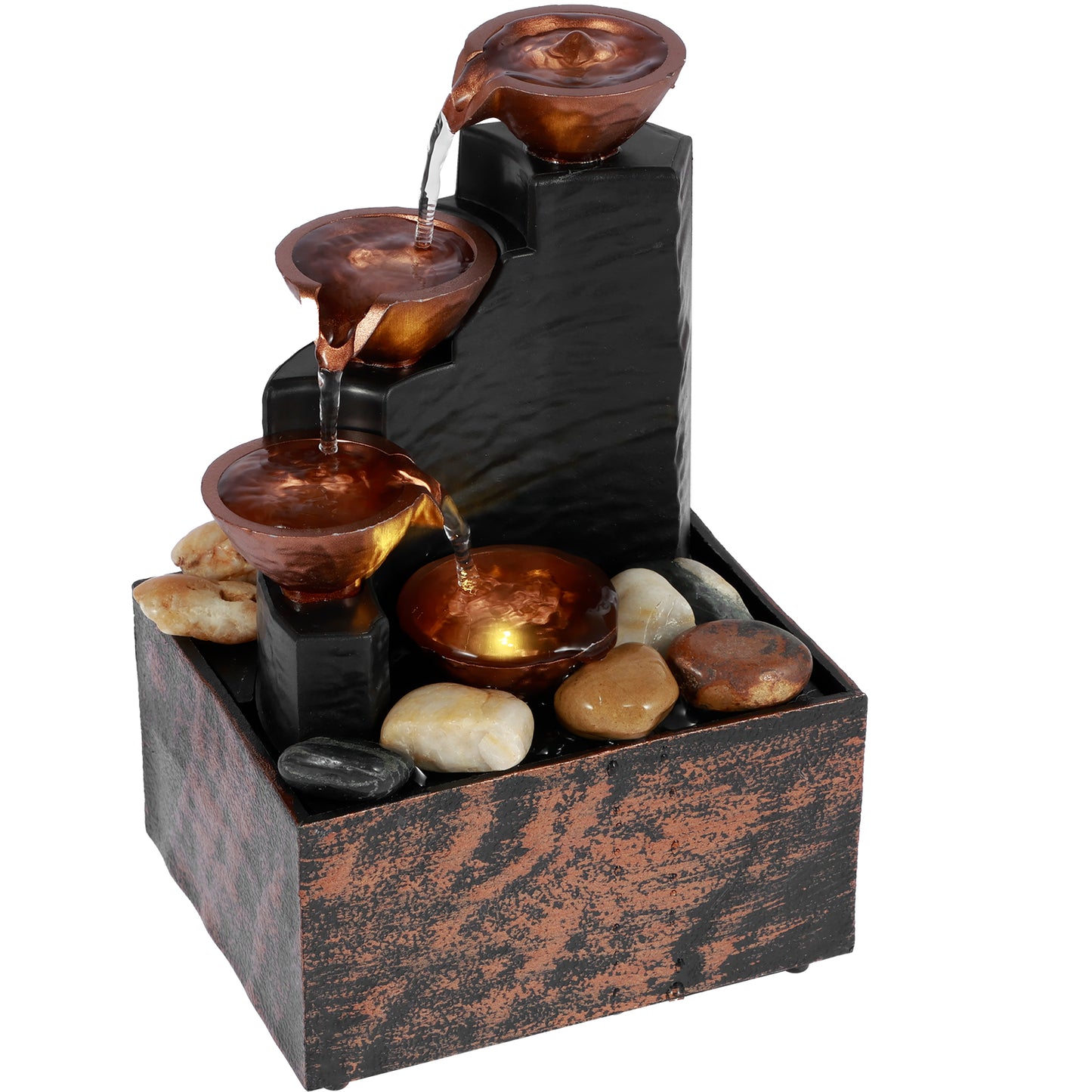 Tabletop Fountain Meditation Water Fountain With Light And Pebble Small Waterfa image 0