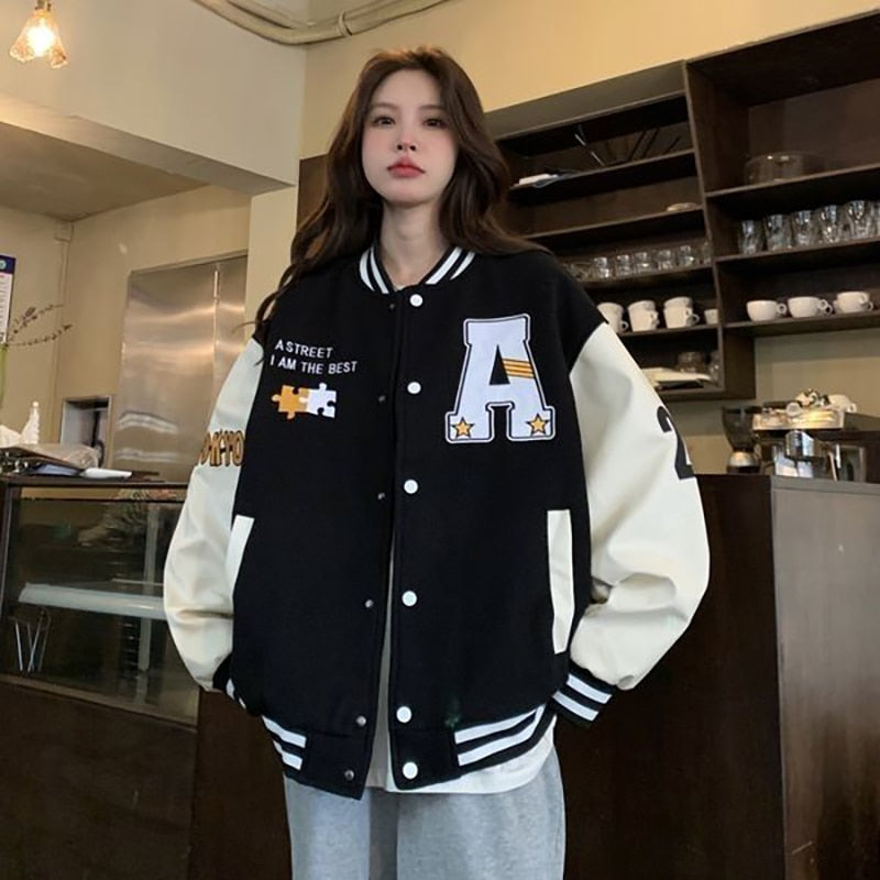 Unisex Retro Alphabet Print Baseball Jacket - Harajuku Style All-Match for Men image 5