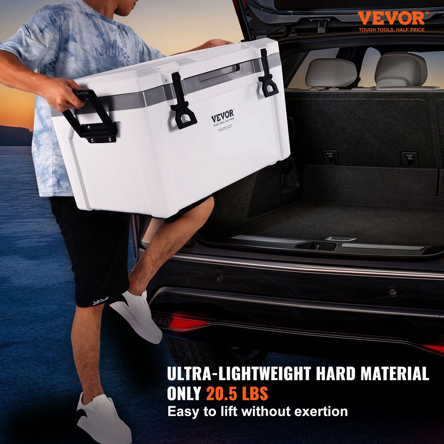 VEVOR 25/33/45/52QT Portable Hard Cooler Fully Insulated Ice Chest Cooling Box image 5