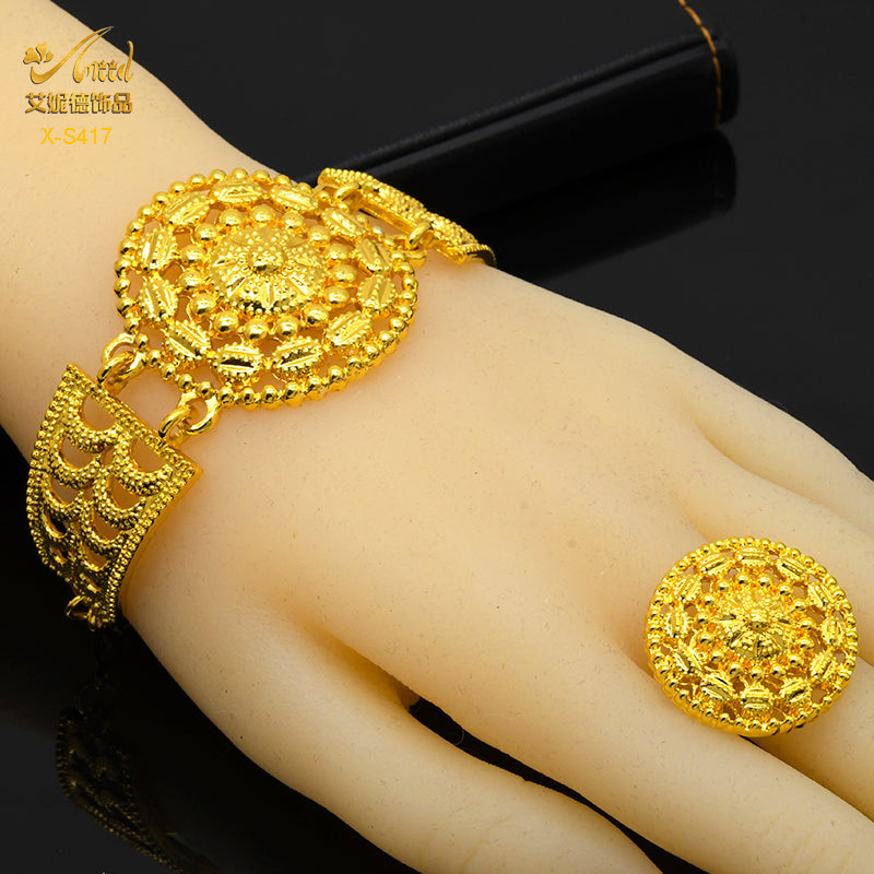 ANIID Luxury Indian Jewelry Sets for Women Party Dubai 24K Gold Color Necklace image 25