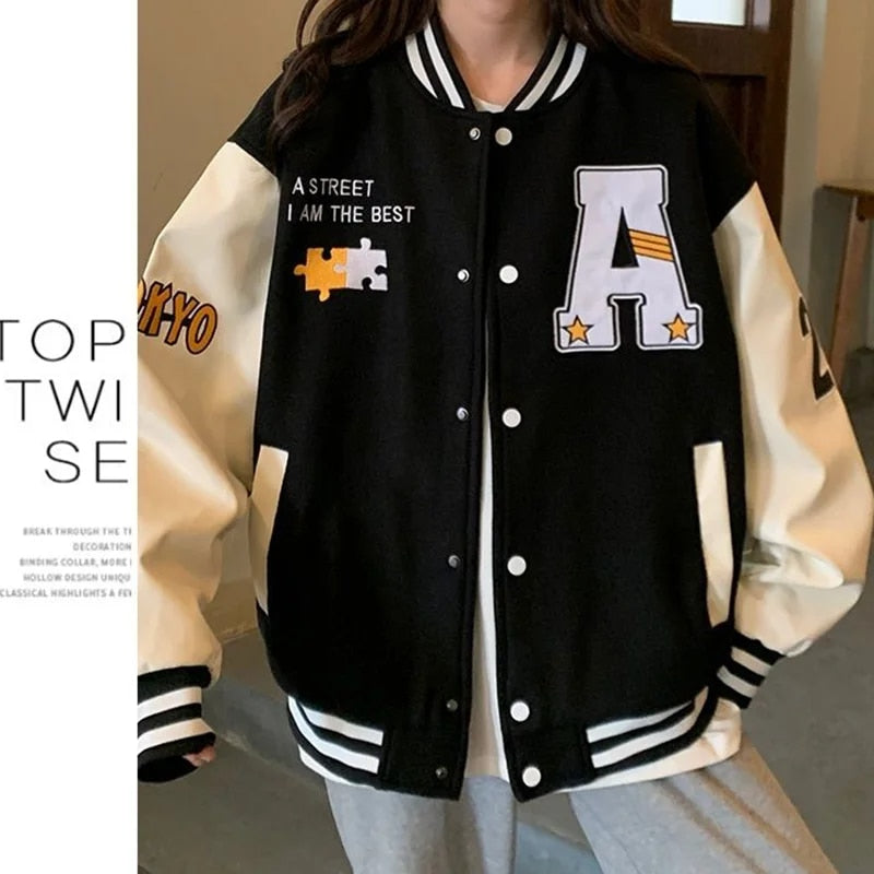 Unisex Retro Alphabet Print Baseball Jacket - Harajuku Style All-Match for Men image 6