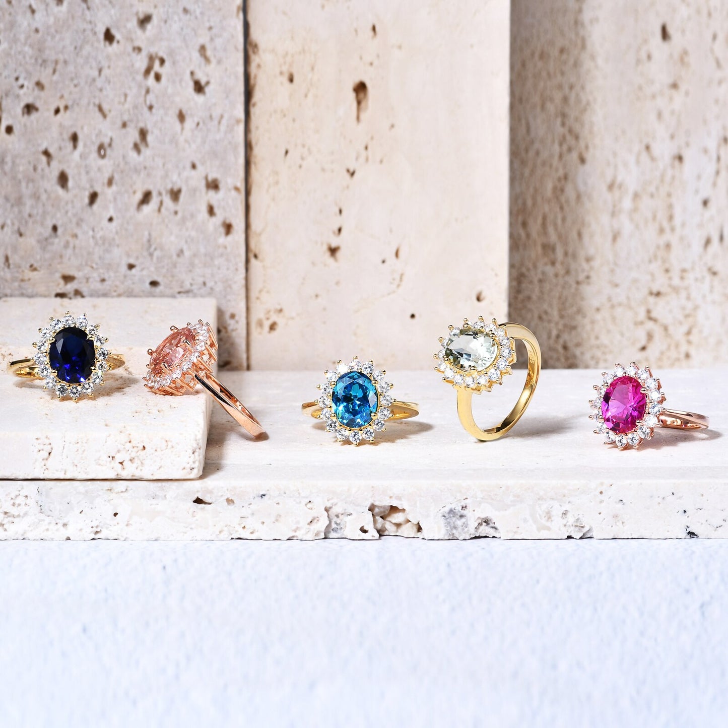 GEM'S BALLET Princess Diana Style 925 Sterling Silver Gold Filled Ring Colorful image 6