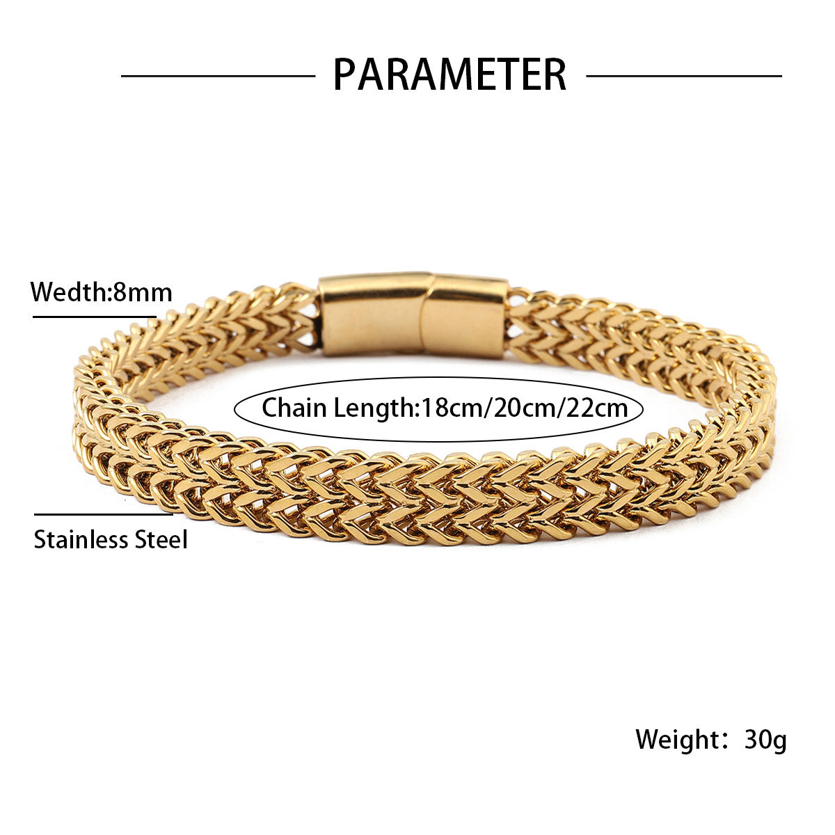 18K Gold Color Stainless Steel Double-laye Braided Link Bracelets With Magnetic image 2