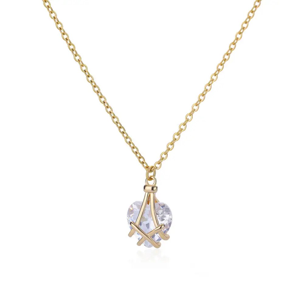 Zircon Cross Pendant Necklace for Women Gold Plated Stainless Steel Collar Neck image 19