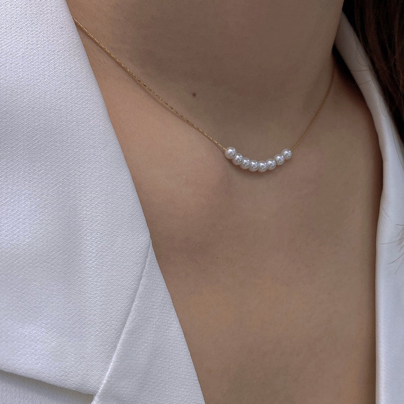 Titanium With 18 K Gold Real Fresh Water Pearl Choker Necklaces Women Jewelry P image 3